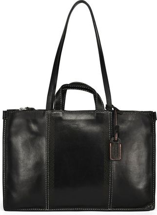 OLD TREND Freesia Genuine Leather Structured Carryall Tote in Black at Nordstrom