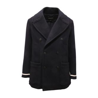 Armani Blazers, male, Black, Size: M Cappotto Doppiopetto Emporio Coat E