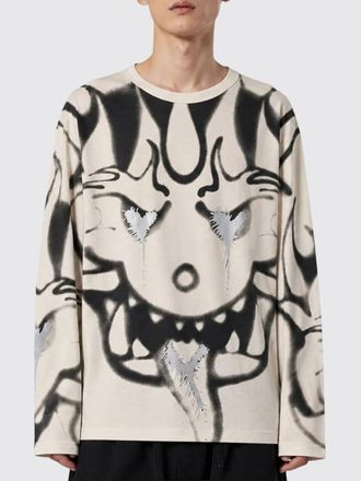 Yohji Yamamoto Relaxed Fit Long-Sleeved Cotton T-shirt with Graphic Print