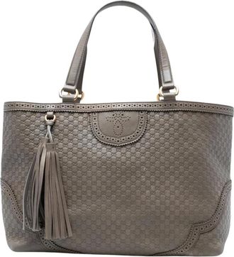 Gucci Pre-owned Handbags, female, Brown, Size: ONE SIZE Pre-owned Leather Tote Bag