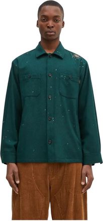 Undercover Relaxed Shirt - Heren - Casual Overhemden - Groen - L - Wol - Overhemden