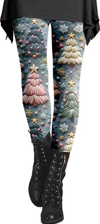 Generic Christmas Tights for Women UK Xmas Leggings Gym Fitness Running Pants High Waisted Merry Christmas Workout Tights, Z01-White, XL