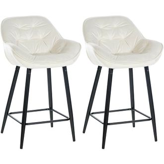 Clp Set de 2 Taburetes de bar Gibson 76 de terciopelo Crema