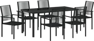 vidaXL Garden Dining Set 7 pcs Black pvc rattan Vidaxl