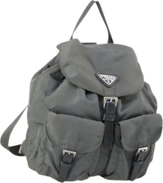 Prada Pre-owned Vintage Nylon Rugzak - Dames - Vintage Rugzakken - Grijs - ONE Size - Nylon - Vintage