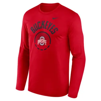 Nike Ohio State Courtside Nike Mens Dri-FIT College Long-Sleeve T-Shirt in Red | 02TJ65NOH-FFP