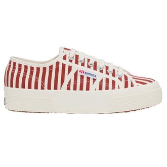 Superga Dames/Dames 2740 Print Stripes Trainers (Gebroken wit/rood)