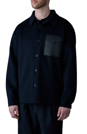 Mackage Emmanuel Double Face Wool Overshirt in Navy at Nordstrom, Size 42