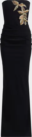 La Petite Robe Di Chiara Boni Nitra Strapless Bead Applique Column Gown