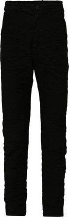 Poéme Bohémien crinkled slim-cut trousers - men - Cotton/Linen/Flax/Metallized Polyamide/Elastane/Cotton - 50 - Black