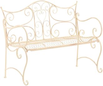 Clp Banco de jard&iacute;n para 2 personas en metal crema antiguo