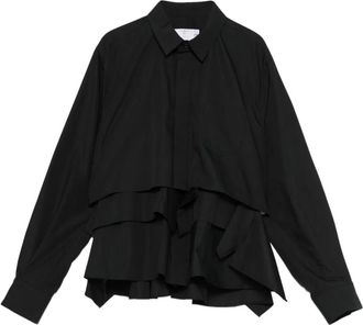 sacai Gelaagde blouse met ruches - Zwart