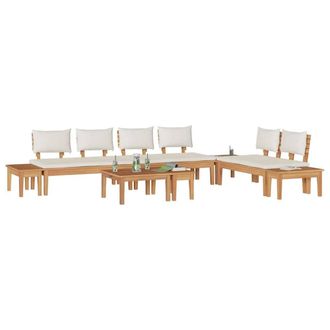 Berkfield Home Dense Garden Bench Set 5 pcs Brown & Cream 2-seater Small