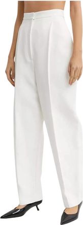 Khaite Ashford Broeken - Dames - Straight fit broeken - Wit - S - Leer - Broeken