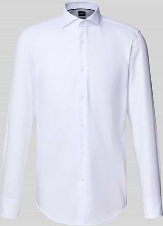 HUGO BOSS Slim Fit Businesshemd aus reiner Baumwolle Modell HANK in Weiss, Größe 39