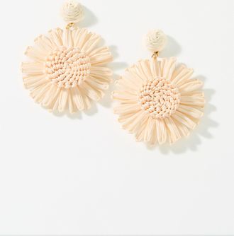 Simons Womens Large raffia flower earrings