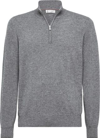 Brunello Cucinelli maglione con collo con zip - Grigio