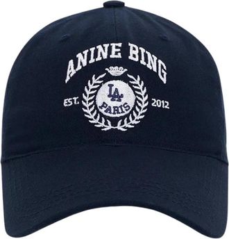 Anine Bing Jeremy Collegiate Cap - Dames - Petten - Blauw - ONE Size - Katoen - Accessoires