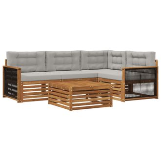 vidaXL Conjunto De Sof&aacute;s De Exterior 5 Pcs Natural Y Gris Claro Vidaxl