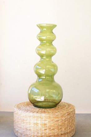 Kalalou Large Glass Bubble Vase - Green
