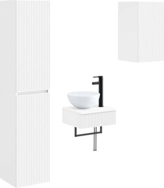 vidaXL Juego De Muebles De Ba&ntilde;o 3 Uds. Blanco 33 X 34,5 X 160 Cm Vidaxl
