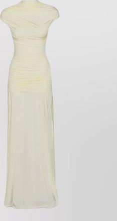 Self Portrait draped ruched dress cap sleeves floor length