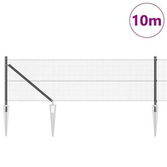 Berkfield Home Modern Welded Wire Fence with 7 Spike Posts Grey 0.8x10 m Steel