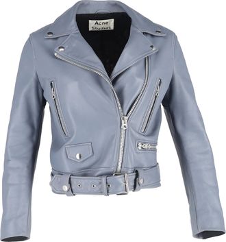 Acne Studios Pre-owned Womens Zipped Biker Jacket in Blue Leather - Size EU 38 (Womens)