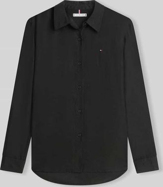 Tommy Hilfiger Relaxed Fit Langarmbluse aus reinem Leinen in BLACK, Gr&ouml;&szlig;e 40