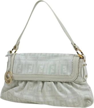 Fendi Pre-owned Zucca Schoudertas - Dames - Vintage Schoudertas - Wit - ONE Size - Leer - Vintage