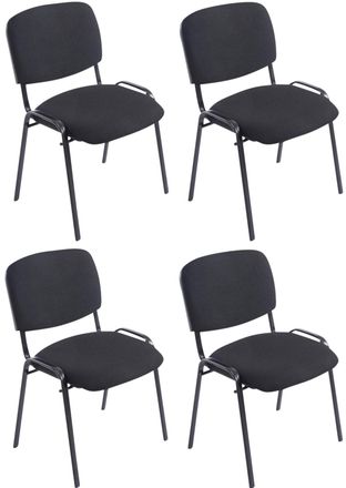 Clp Set De 4 Sillas Apilables Xl Ken Tapizadas En Tela Negro