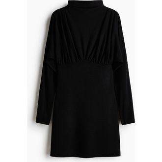 H&M Gathered Turtleneck Dress in Black at Nordstrom, Size Xx-Large