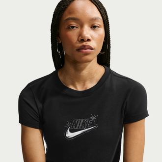 Nike Womens Nike Sportswear Chill Knit Slim Cropped T-Shirt in Black | IM6456-010
