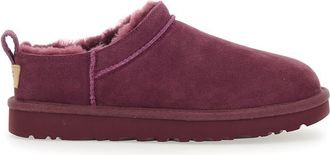 UGG Classic Micro Bordeaux Ankle Boots With Logo Embossed In Suede Woman