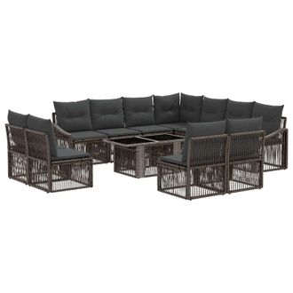 vidaXL Set Divano Da Giardino 12 Pz Grigio E Grigio Scuro Polyrattan Vidaxl
