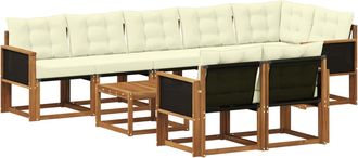 vidaXL Conjunto De Sof&aacute;s De Exterior 9 Uds. Natural Y Crema Vidaxl