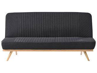 Beliani Sof&aacute; cama 2 plazas tela negro