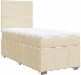 vidaXL Cama Box Spring Con Colch&oacute;n Tela Color Crema 80x200 Cm Vidaxl