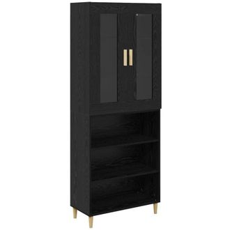 vidaXL Aparador alto Roble Negro 69,5 x 34 x 180 cm vidaXL