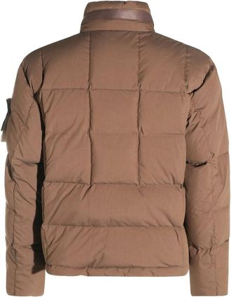 Stone Island Quilted High-Neck Down Jacket - Brown