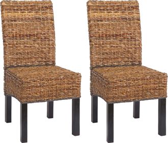 Hhg Hhg - Nunca Usado] Lote De 2 Sillas De Comedor Silla De Mimbre M69 Silla Bali Mimbre Banana, Oscuro, Sin Coj&iacute;n