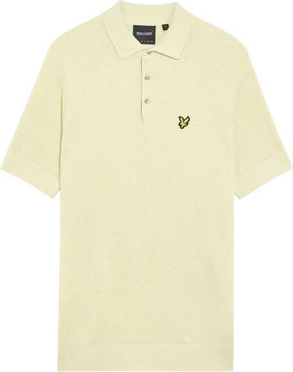 Lyle & Scott Heren Linnen Blend Gebreid Poloshirt (Beige)
