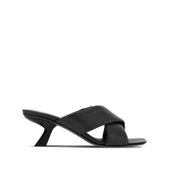 Ferragamo Heeled Mules, female, Black, Size: 6 1/2 US Crossover Strap Mules