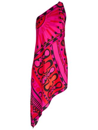 Pucci Printed Asymmetric Silk-twill Midi Dress - Pink - S (UK8-10 / S)