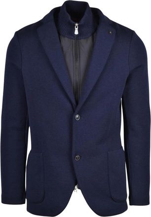 Gran Sasso Gebreid jasje - Heren - Blazers - Blauw - M - Wol - Jassen