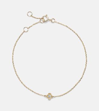 Stone and Strand Clover 14kt gold bracelet with diamonds