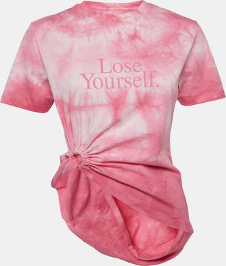 Paco Rabanne Pink Tie-Dye Cotton Asymmetric T-Shirt