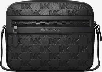 Michael Kors Jet Set Logo Embossed Leather Crossbody Bag