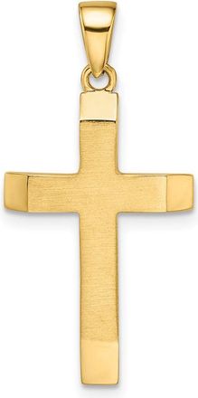 Diamond2Deal 14k Yellow Gold Satin Polished Beveled Medium Latin Cross Pendant