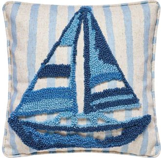 Peking Handicraft Coastal Sailboat Tufted Hook Pillow